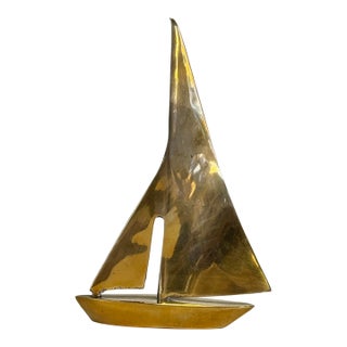 Vintage Mid Century Modern Brass Sailboat For Sale