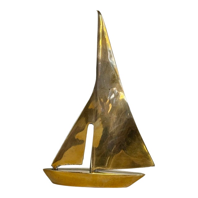 Vintage Mid Century Modern Brass Sailboat For Sale