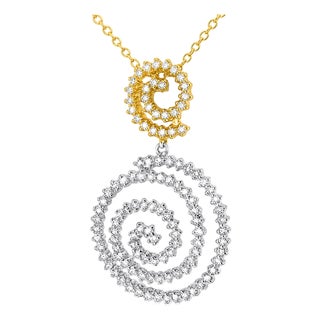 Late 20th Century 14K White Yellow Gold Diamond Slide Pendant For Sale