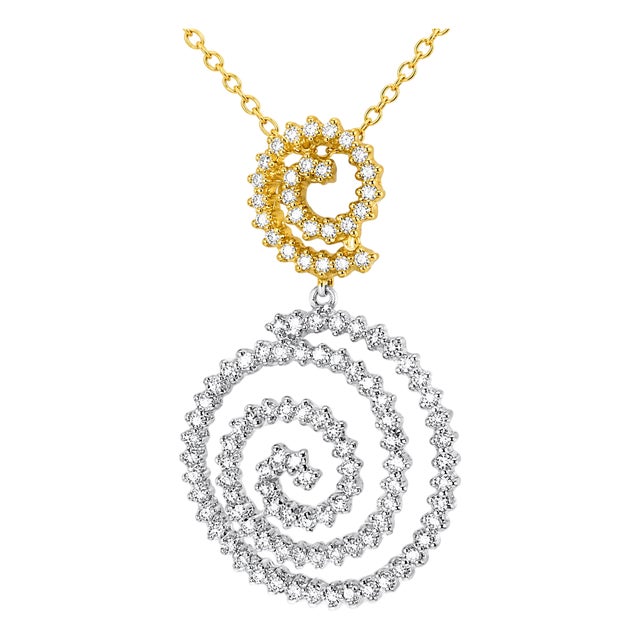 Late 20th Century 14K White Yellow Gold Diamond Slide Pendant For Sale