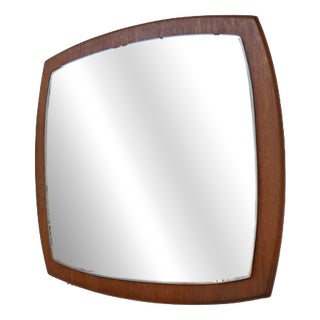 Vintage Danish Teak Square Mirror, 1960s For Sale