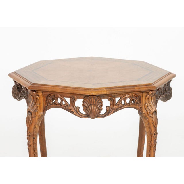 French Louis XVI Style Octagonal Walnut Occasional Table For Sale - Image 3 of 8