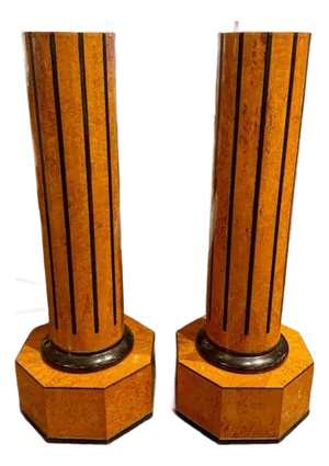 Pair of Antique Birchwood Neo-Classical Style Italian Pedestals
