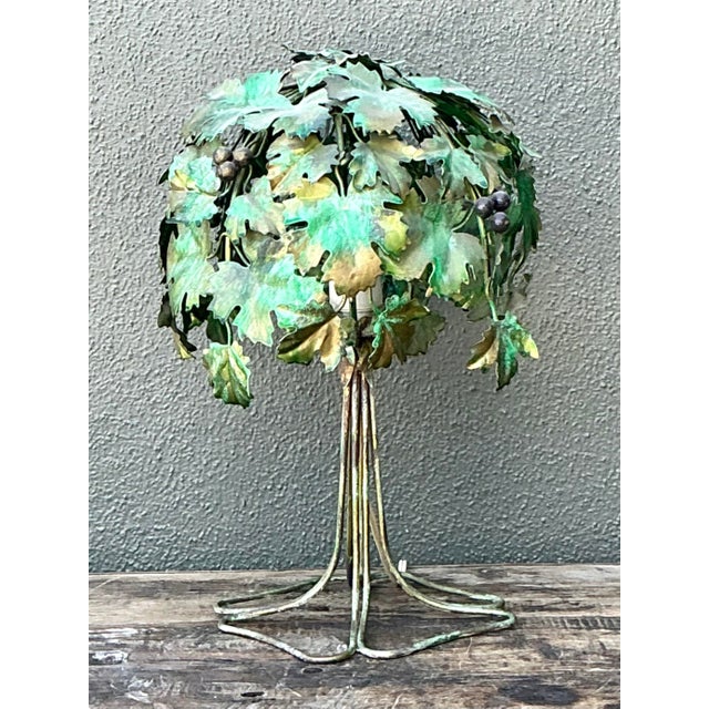 Traditional Vintage Italian Grape Leaf Table Lamp For Sale - Image 3 of 12