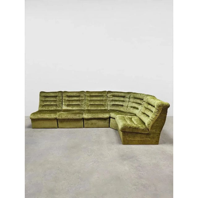 Textile Vintage Modular Lounge Sofa in Velvet, 1970s, Set of 5 For Sale - Image 7 of 7