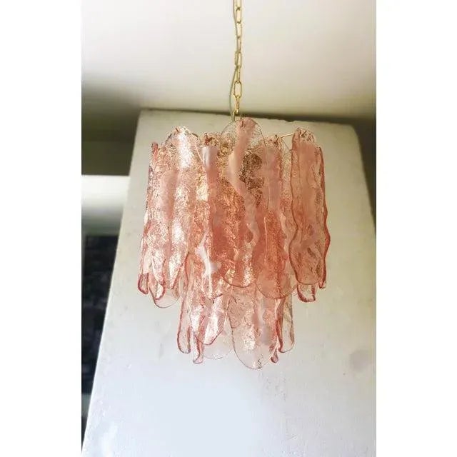 Contemporary Pink "Fiamme" Murano Glass Chandelier For Sale - Image 9 of 9