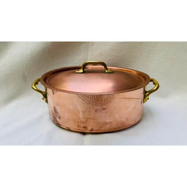 Vintage Mauviel Copper Oval Roasting Pan With Domed Lid - French Cookware For Sale - Image 16 of 18
