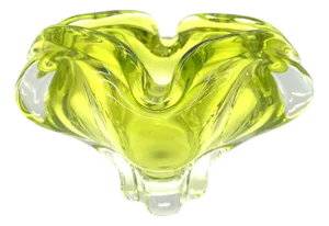 Vintage Chartreuse Art Glass Bowl by Josef Hospodka for Chribska, 1950s