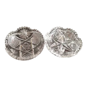 1920s American Brilliant Cut Glass Trinket Holders- Set of 2