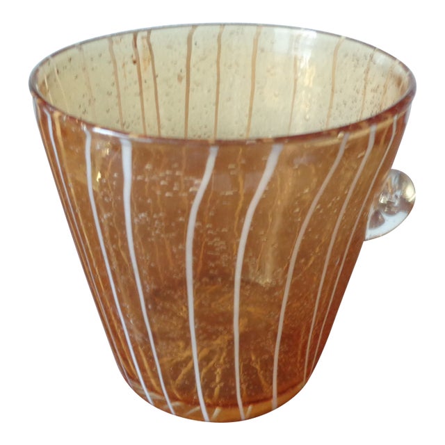 Small Vintage Hand Blown Glass Ice Bucket For Sale