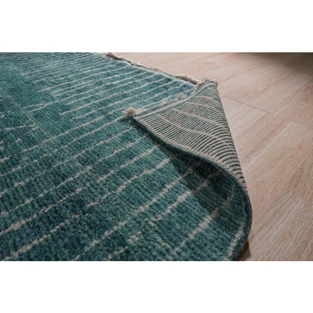 9x12 Green Hand-Knotted Wool Linear Silhouette Geometric Modern Carpet Rug For Sale In New York - Image 6 of 9