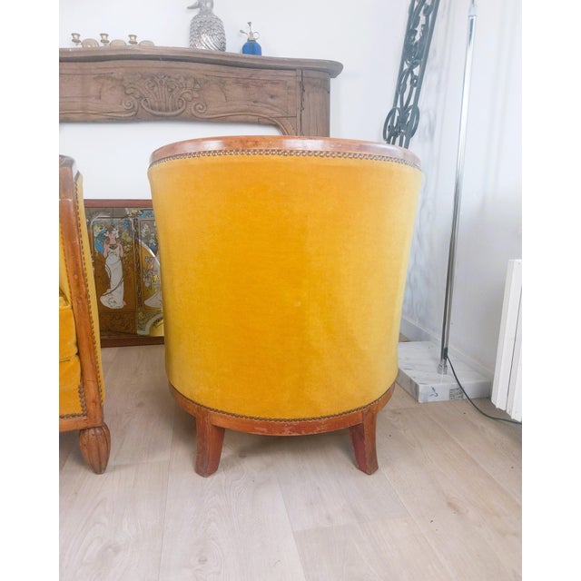 Art Deco Barrel Chairs in Velvet, 1930, Set of 2 For Sale - Image 11 of 15