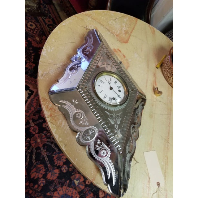 Glass Antique Venetian Mirrored Wall Clock For Sale - Image 7 of 10