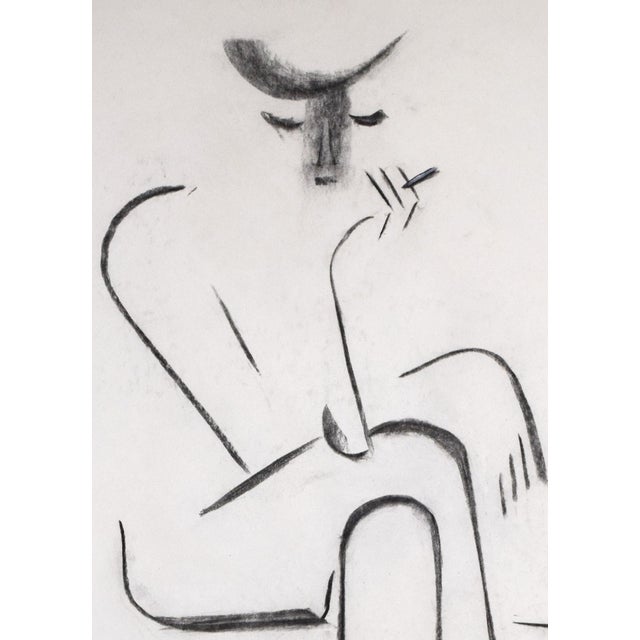 1980s Vintage Minimalist Pop Art Charcoal Figuring Drawing of a Woman For Sale - Image 5 of 6