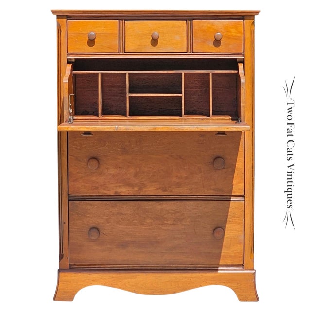 Mid-20th Century Maple "Chest-O-Lite" Dresser & Secretary Desk Combo For Sale - Image 6 of 18