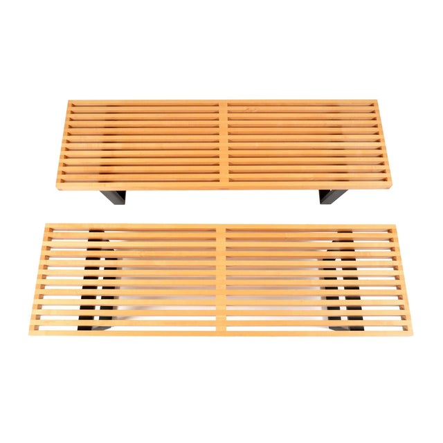 Early 21st Century Pair of George Nelson Slat Wood Benches for Herman Miller. u.s.A. For Sale - Image 5 of 8