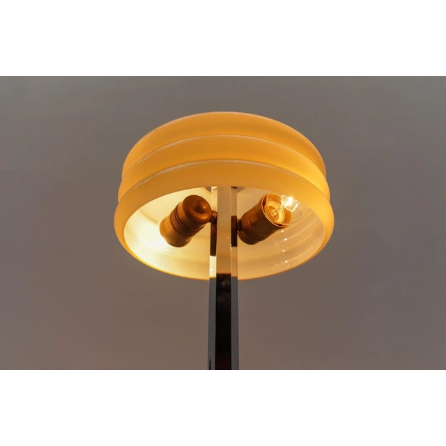 Glass Art Deco Chrome Table Lamp with Glass Shade and Marble Base, Germany, 1940s For Sale - Image 7 of 11