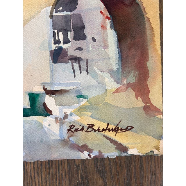Rich Buchwald Signed California Mission Watercolor Painting For Sale - Image 4 of 4