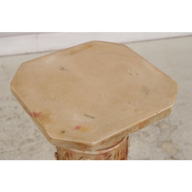 Vintage Neoclassical Alabaster Column Pedestal For Sale In Philadelphia - Image 6 of 14