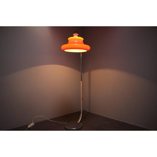 Vintage Hungarian Space Age Orange Plastic and Chrome Floor Lamp, 1970s For Sale - Image 11 of 14