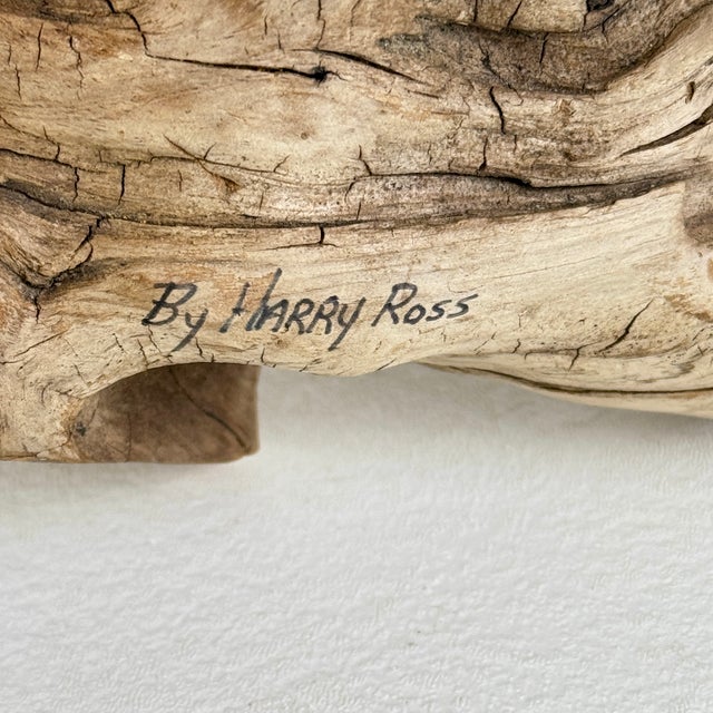 Late 20th Century Original Harry Ross Hand Carved Bird With Glass Eyes on Driftwood, Signed For Sale - Image 12 of 12