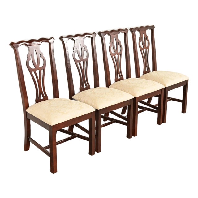 Thomasville Georgian Carved Mahogany Dining Chairs, Set of Four For Sale