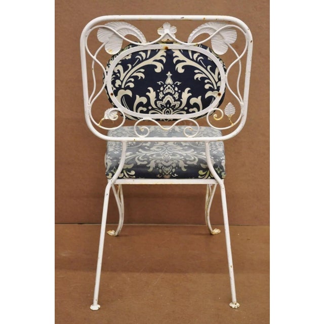 Mid 20th Century Vintage Art Nouveau Style Floral Wrought Iron Garden Dining Chairs - Set of 4 For Sale - Image 10 of 12