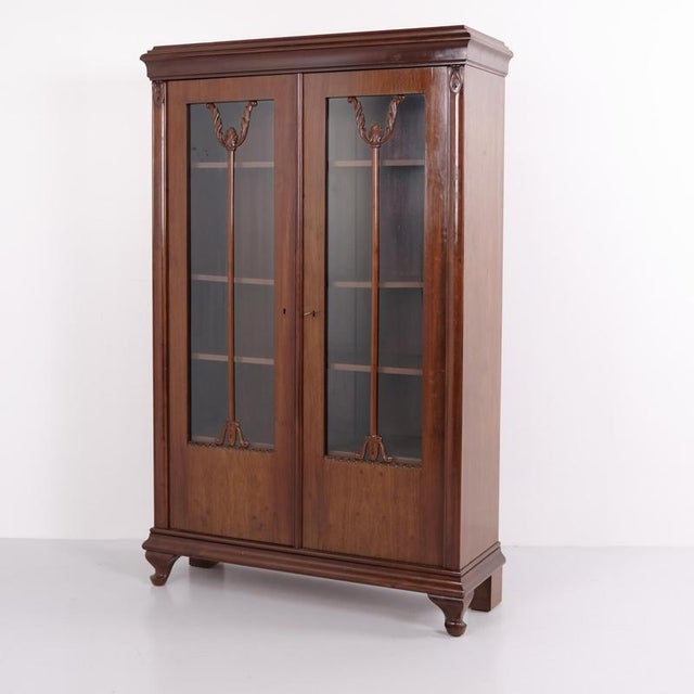 Display Cabinet in Hand-Polished Mahogany with Glass Doors, 1900 For Sale - Image 10 of 11