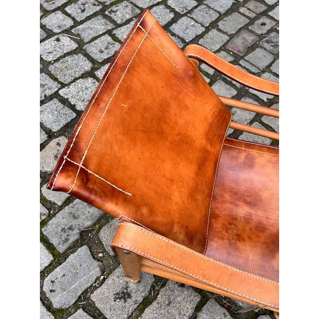 Safari Armchair with Cognac-Colored Leather Upholstery from Aage Bruun & Søn For Sale - Image 6 of 11