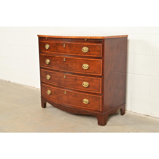 Baker Furniture Georgian Banded Mahogany Bow Front Chest of Drawers For Sale - Image 14 of 14