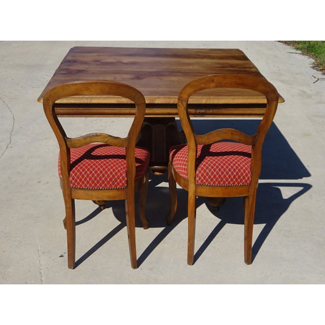 19th Century Solid Walnut Square Pedestal Table For Sale - Image 16 of 18