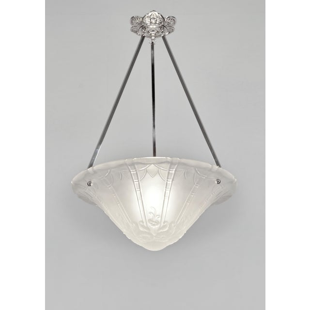 Daum French Art Deco Pendant Light by Lorrain Daum 1920s France For Sale - Image 4 of 13
