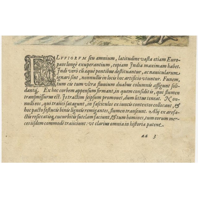 River Crossing by Indigenous People with Rafts and Canoes, 1594, Paper For Sale - Image 4 of 9