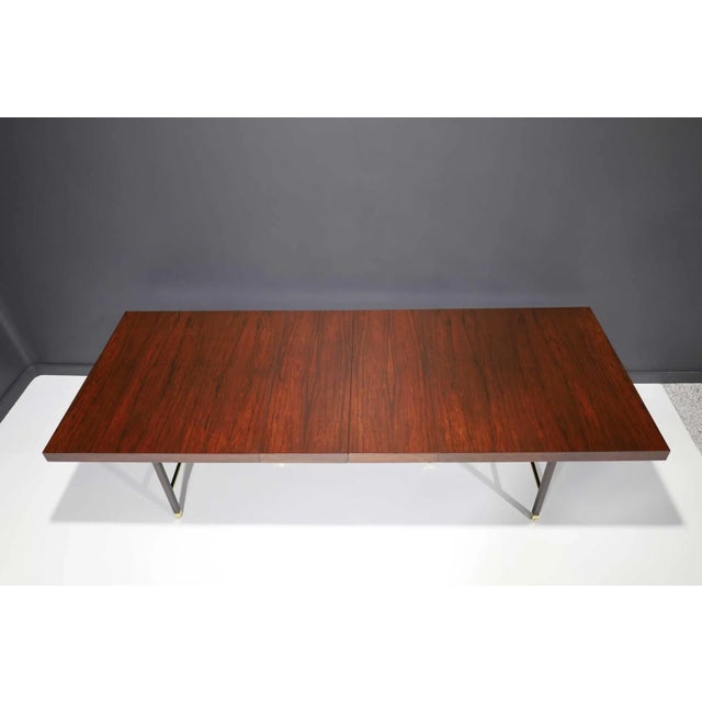 Wood Mid 20th Century Rosewood Dining Table With Brass Trim Attributed to Harvey Probber For Sale - Image 7 of 14