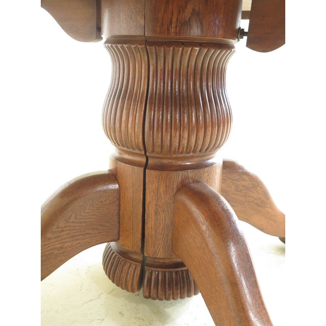 Antique Victorian Oak Round Clawfoot Dining Room Table Chairish