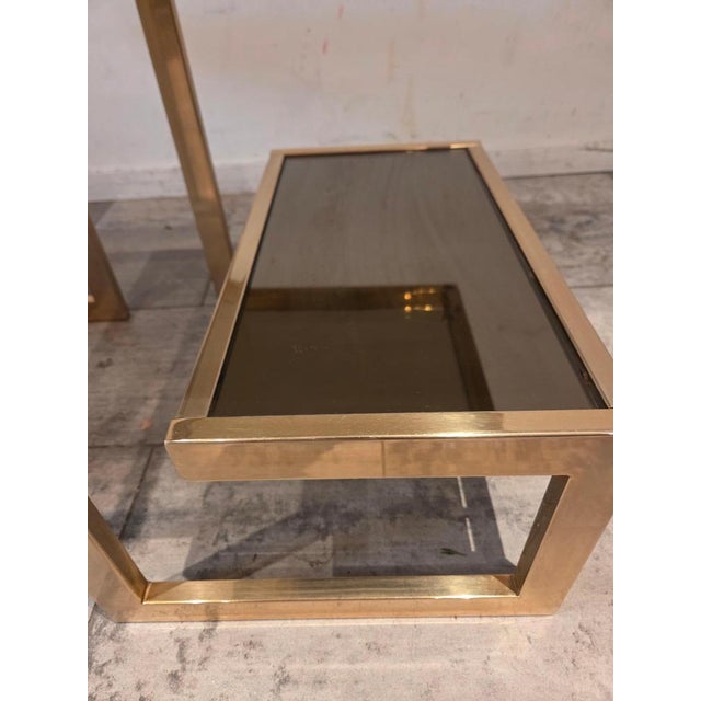 Gold 23 Karat G Side Tables from Belgo Chrome, 1980, Set of 2 For Sale - Image 4 of 8