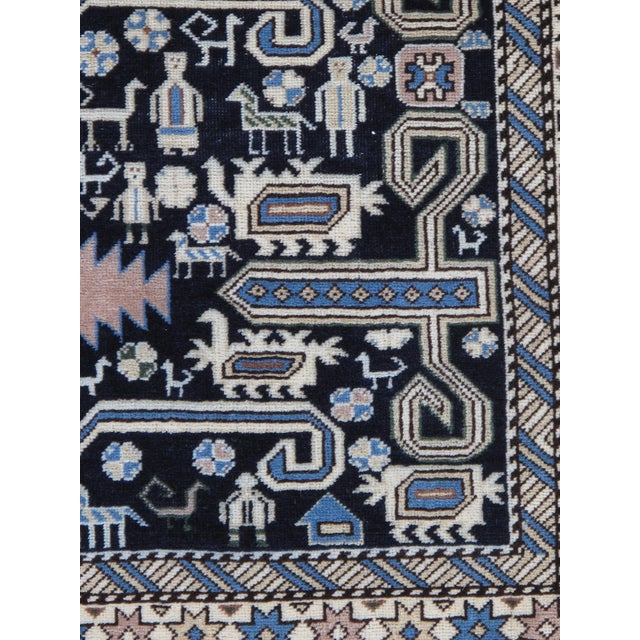Navy Blue Antique Shirvan Rug, Hand Knotted Wool Oriental Rug Navy Blue, Light Blue, Ivory For Sale - Image 8 of 10