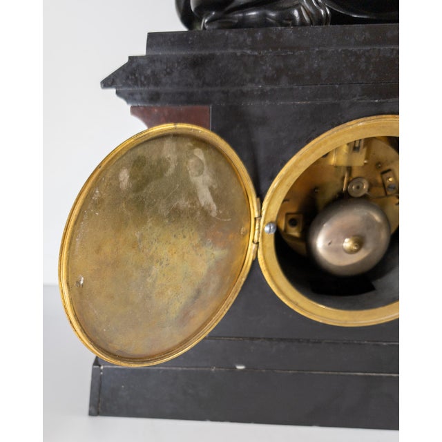 19th Century French Egyptian Revival Sphinx Bronze on Mantel Clock Base For Sale - Image 15 of 18