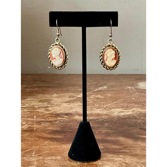 Vintage Carved Cameo Drop Earrings For Sale - Image 11 of 12