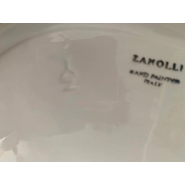 Zanolli Italy Large Black and White Hand Painted Oval Platter With Wave Design For Sale - Image 4 of 5
