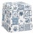 Dyer Skirted Storage Ottoman in Delft Print For Sale