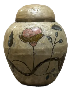 Vintage Hand-Painted Cloisonné Brass Ginger Jar With Floral Enamel