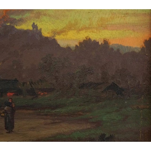 Mid 19th Century Evening Industrial Landscape Painting For Sale - Image 9 of 12