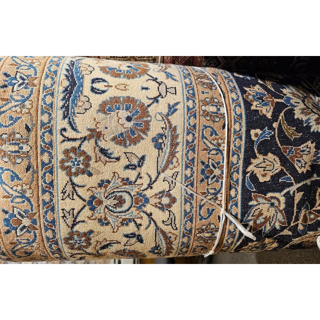 Vintage Nain Area Rug, Hand-Knotted Wool & Silk, Floral Pattern, 7x11, Navy & Ivory For Sale - Image 17 of 17
