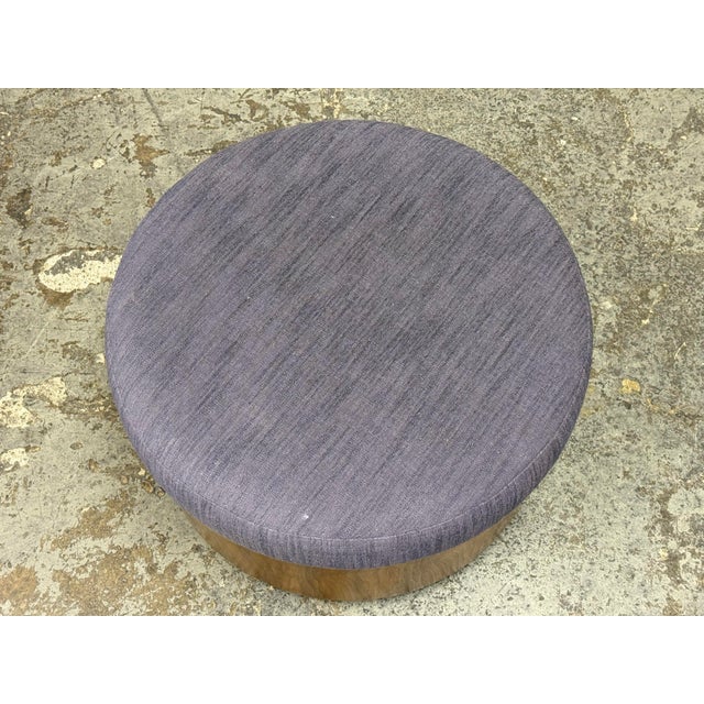 2010s West Elm Round Upholstered Storage Ottoman For Sale - Image 5 of 12
