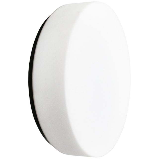 Bauhaus White Opaline Glass Wall Round Flush Mount from Bega Limburg For Sale - Image 3 of 17