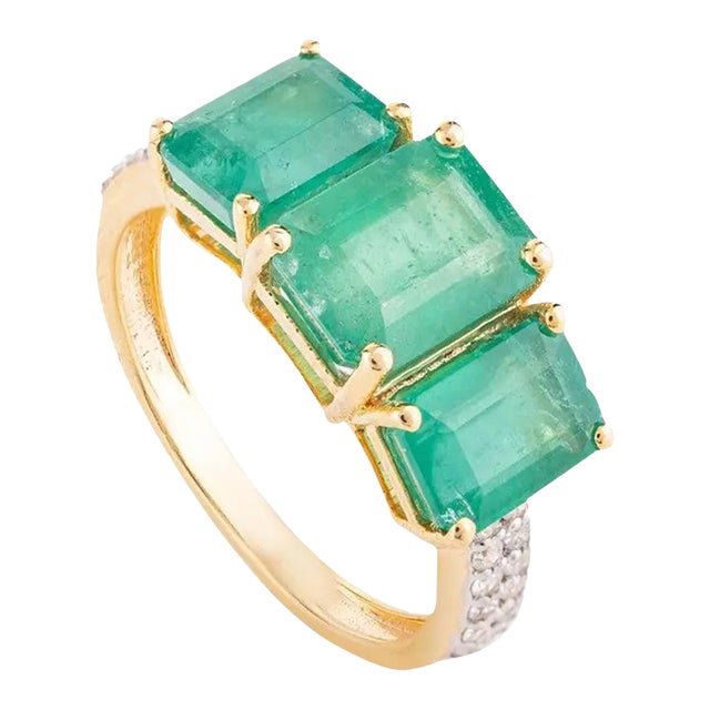 4.14 Ctw Three Stone Engagement Ring Size 5.5 For Sale