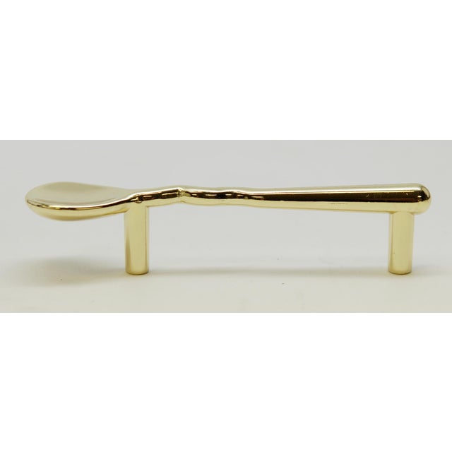 Modern Set of 10 Polished Brass Spoon Shaped Cabinet Pulls For Sale - Image 3 of 4