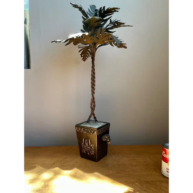 Mid-Century Modern Vintage Decorative Metal Palm Tree For Sale - Image 3 of 12