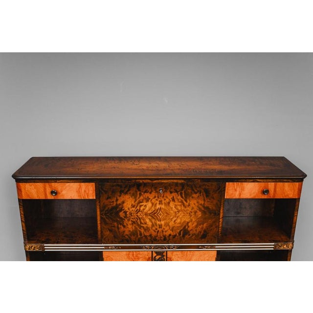 Art Deco Bookcase with Secretary Compartment in Birch and Walnut For Sale - Image 14 of 18